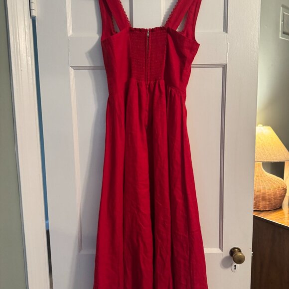 Reformation Tagliatelle Linen Dress - size 4 - Red - Picture 4 of 5